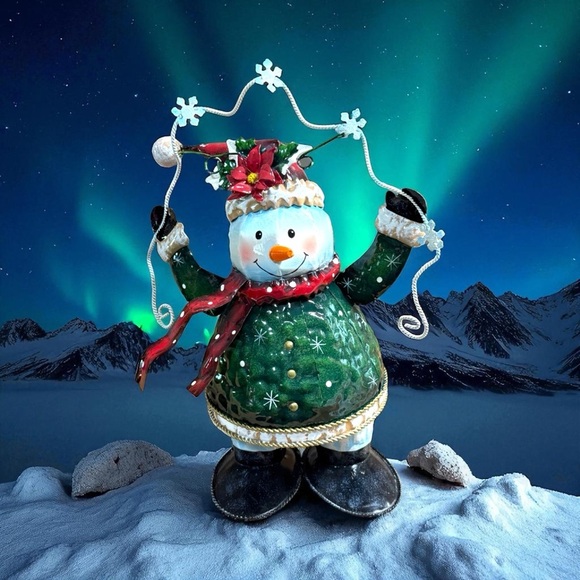 Whimsical Metal Wobble Wiggle Hand Painted Snowman Holiday  Decoration - Picture 1 of 3